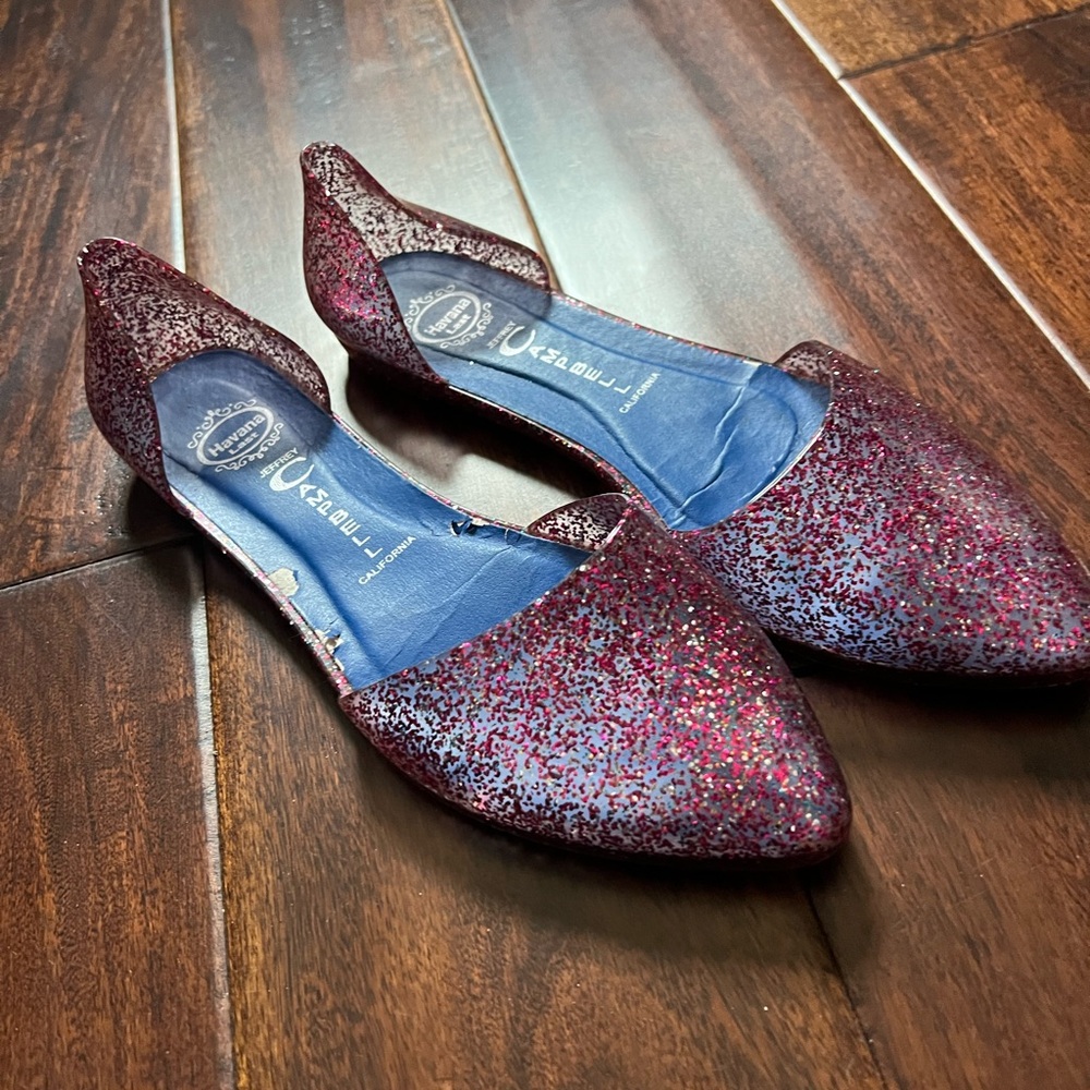 Jeffrey cambell pink Glitter Flats Sparkle Slip-Ons